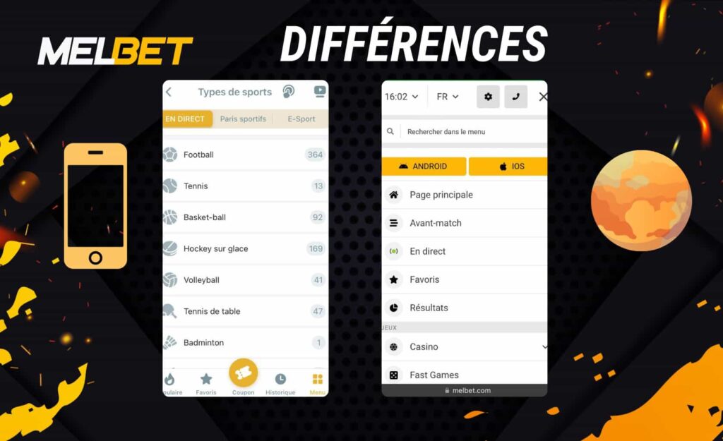 Les principales différences entre l'application Melbet et le site mobile