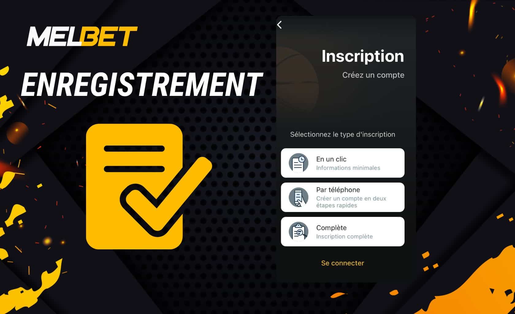 Enregistrement et vérification du compte via l'application mobile Melbet Côte d'Ivoire